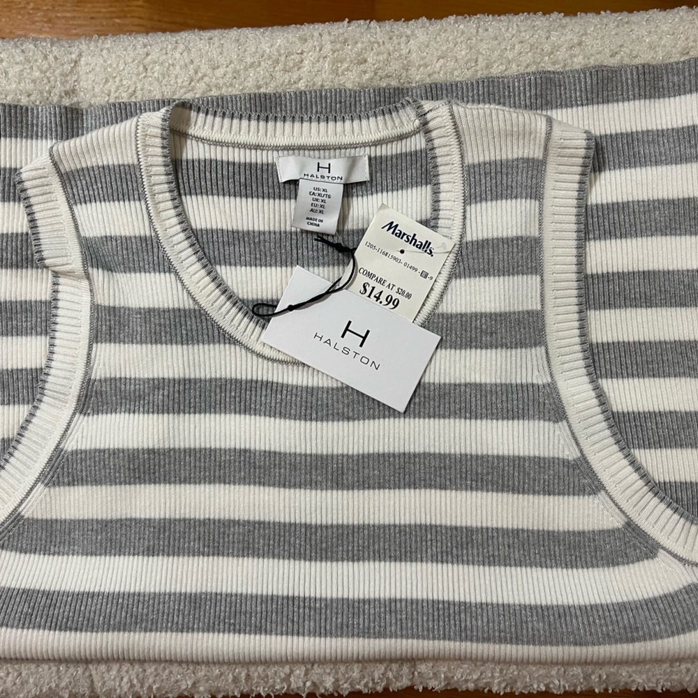 Striped Gray and White Tank Top